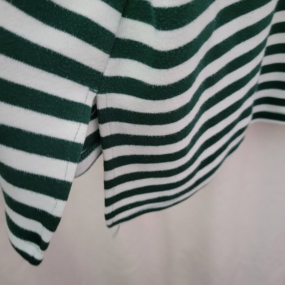 D & Co. QVC Hoodie Striped Green Med French Terry Nautical Coastal Preppy chic - Picture 6 of 10
